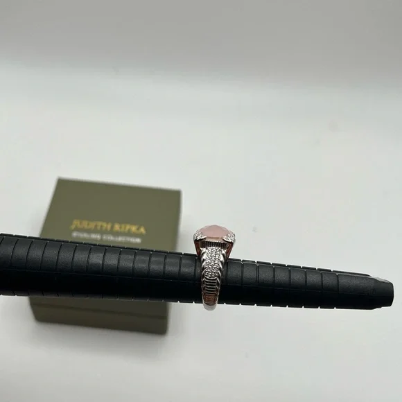 Judith Ripka Sterling Diamonique Rose Quartz Doublet Ring Size 5 - Picture 7 of 10